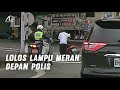 Penunggang motosikal tenang langgar lampu merah depan polis