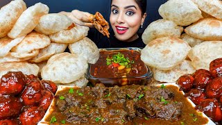 ASMR Eating Spicy Chettinad Mutton Curry,Chicken Curry,Poori,Rice Big Bites ASMR Eating Mukbang