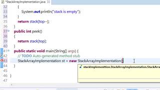 stack implementation using array in java