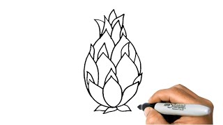How to DRAW a DRAGON FRUIT Easy Step by Step