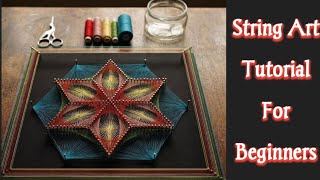 Sacred geometry string art DIY tutorial -  Starseed pattern|Diy string art|دروس فن السلسلة للمبتدئين