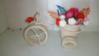 DIY cycle decorative piece| Best out of Waste craft  idea  from jute string