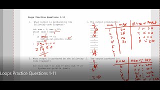 JAVA - Lesson #61 - Loops Practice Questions 1-11