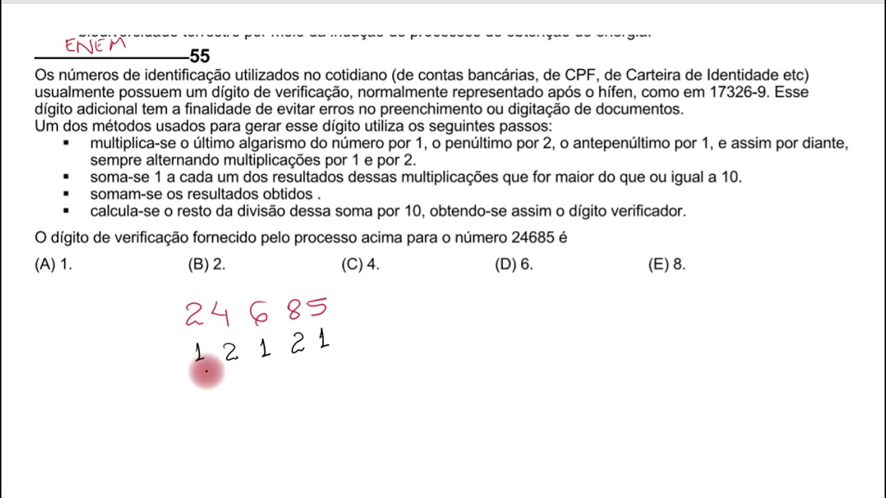 MATEMÁTICA NO VESTIBULAR - ENEM 2005 055 - YouTube