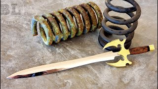 Forging epic FANTASY SWORD Out of Rusty Coil Spring