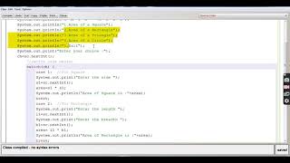 AREA OF GEOMETRICAL FIGURES AS MENU DRIVEN||JAVA CLASS by ASHISH