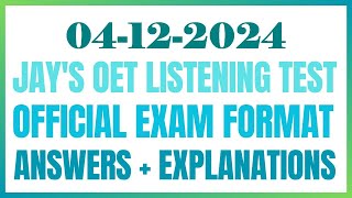 OET LISTENING TEST 04.12.2024 #oet #oetexam #oetnursing #oetlisteningtest