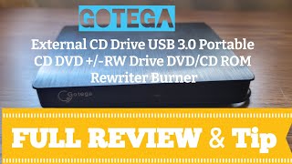 GOTEGA External CD Drive USB 3.0 Portable CD DVD +/-RW.  FULL REVIEW \u0026 TIP on File not Reading..