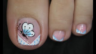 Diseno De Unas Pies Mariposa Muy Facil Butterfly Nail Art Nlc
