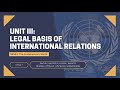 UNIT III: Legal Basis of International Relations - Contemporary World