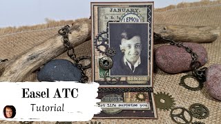 ATC Easel tutorial - Vintage masculine style.