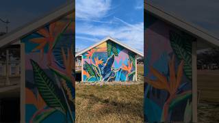 Great Blue Heron Mural with Bird of Paradise Flowers Fort Mellon Park! Sanford, Florida