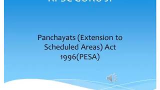 Panchayats (Extension to Scheduled Areas) Act(PESA)1996,Bhuria committee,fifth  SCHEDULE.