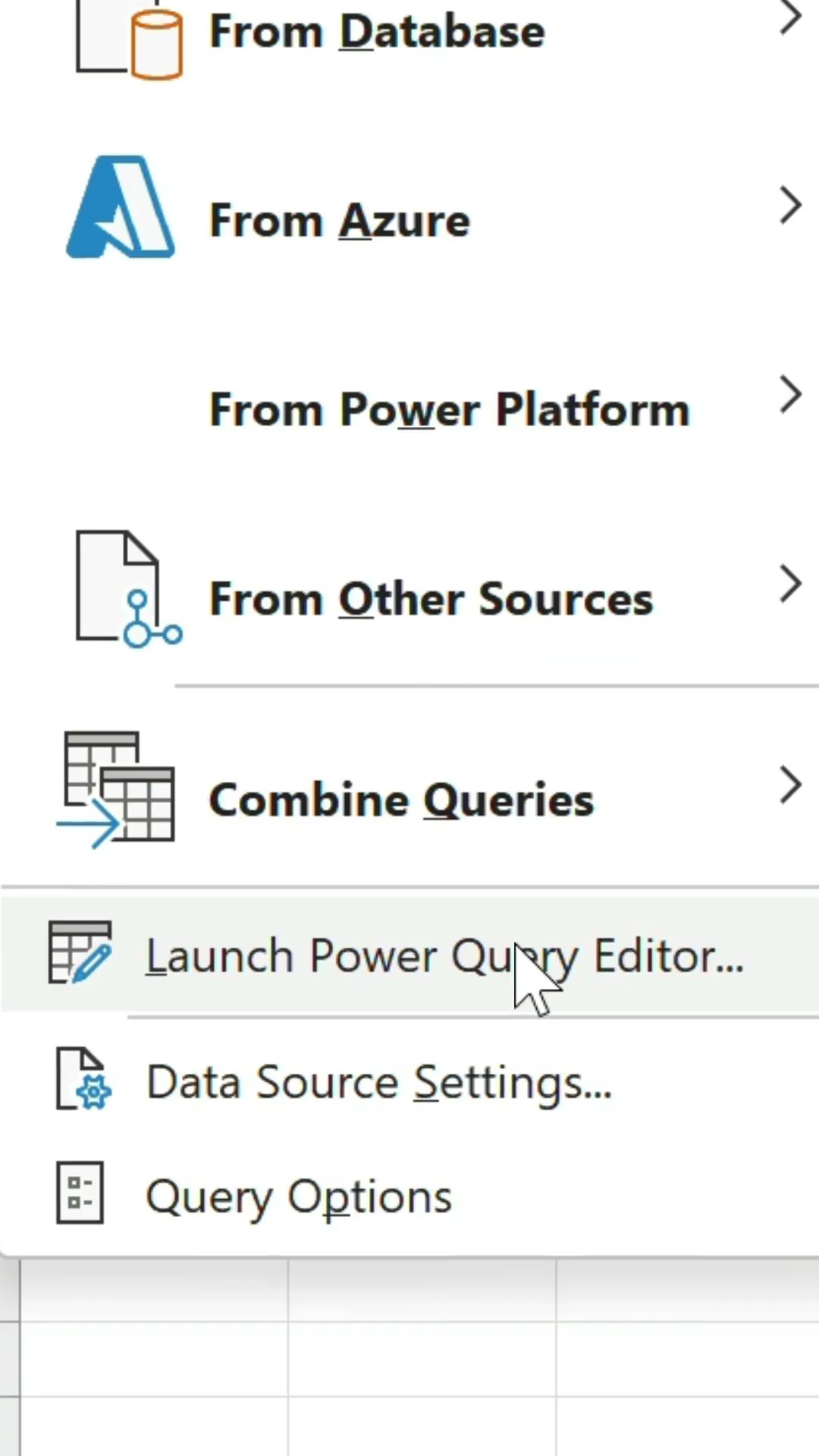 New keyboard shortcut to open the Power Query Editor in Excel