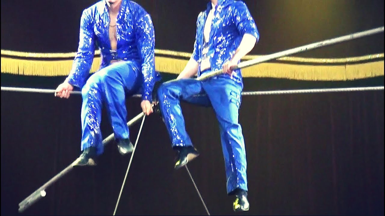Circus Performance 6 Tightrope Walkers Super Amazing Youtube