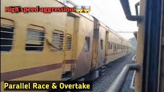 High speed aggressive parallel race \u0026 overtake | Train parallel run