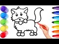 How To Draw Hello cat Drawing, Painting & Coloring For Kids and Toddlers_ Child Art  🐋🌈🎨