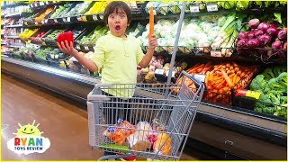 Ryan Pretend Play Kids Size Shopping Cart! Learn Healthy Food Choices!