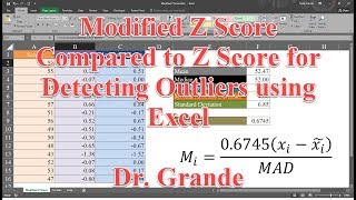 Modified Z Score Compared to Z Score for Detecting Outliers using Excel