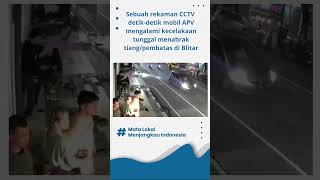 REKAMAN CCTV! Sebuah Mobil Kecelakaan Tunggal di Kota Blitar Menabrak Tiang \u0026 Trotoar