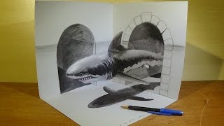 Get Ready To Be Amazed! Watch This Artist Draw A Great White Shark In 3d