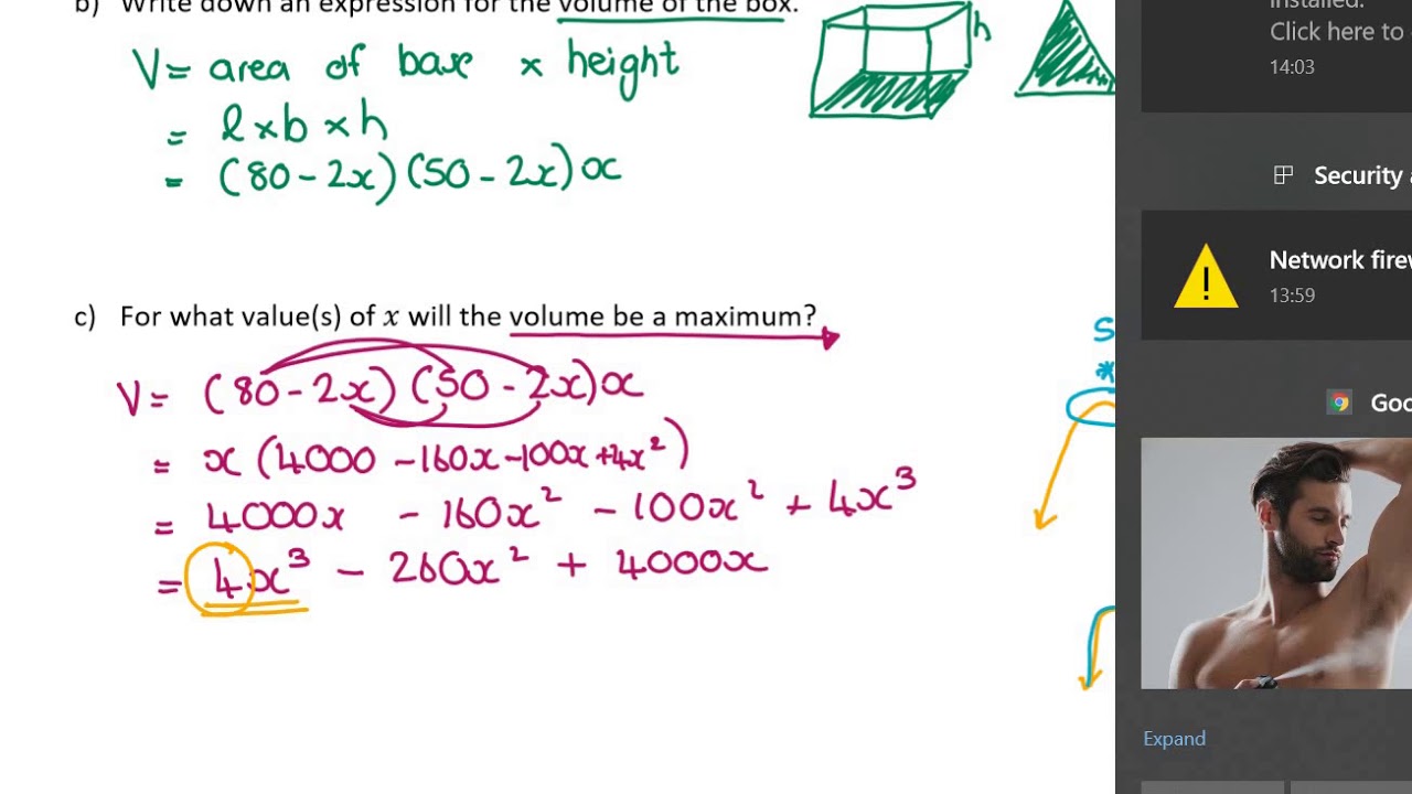 Grade 12 Calculus Optimisation 2 Youtube
