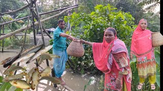 অনেক কাদা পেরিয়ে ভেশাল  জালের মাছ কিনে আনলাম|After crossing a lot of mud, I bought fish in a net