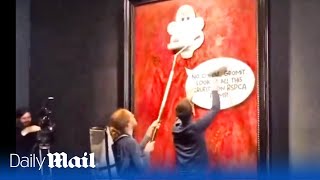 King Charles' portrait vandalised by animal rights activists in London