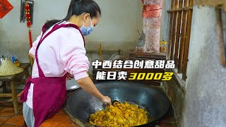 美女做创意早餐小吃，水果和面包中西结合，1个17.8能日卖3000多