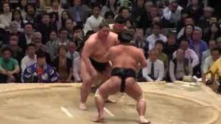 逸ノ城 vs 妙義龍   2015大相撲三月場所13日目 Ichinojo vs Myogiryu SUMO