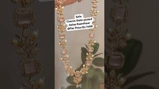 Pink rose floral design with pearls golden haar necklace