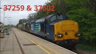 Prestatyn Station 21.4.2017 - DRS 37259 \u0026 37602 Valley flasks - Class 37