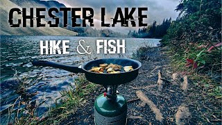 SOLO Hike \u0026 Fish at Chester Lake, Kananaskis. Fishing and Cooking WILD Mushrooms