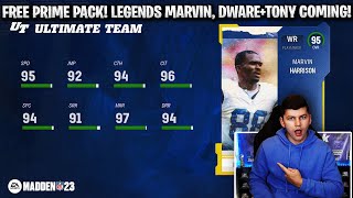 FREE PRIME PACK! 95 SPEED MARVIN HARRISON! LEGENDS HARRISON, DWARE, AND TONY G REVEALED! | MADDEN 23