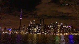 Beautiful Night Ferry Trip From Toronto Islands On Lake Ontario 4K UHD