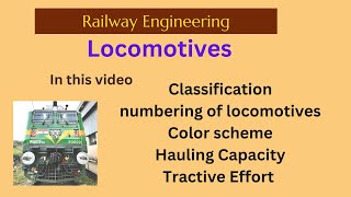 Hauling Capacity and Tractive Effor of a Locomotive, Color Scheme, numbering and Classification.