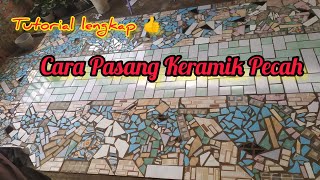 Motif Anyaman Bambu | Pasang Keramik Pecahan || install ceramic shards  | bamboo woven pattern