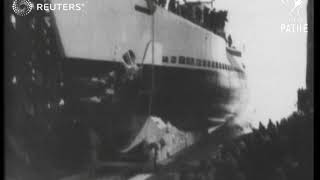 USA: Launch of 'Submarine Cruiser' in Portsmouth (1929)