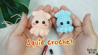 Squid  Crochet Tutorial -EASY -  (step by step) : ถักตุ๊กตาปลาหมึก (Sub Eng pattern)