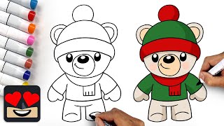 How To Draw Christmas Polar Bear