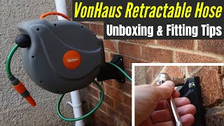 VonHaus Retractable Hose - Unboxing \u0026 Fitting Tips! Robust Wall Mounted 20m Garden Hose Reel