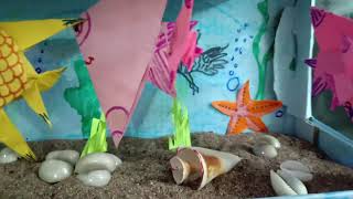Fun aquarium with paper | cardboard box aquarium with paper | paper fish DIY | school project fishes