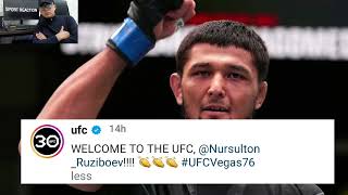 NURSULTAN RUZIBOEV REACTS TO WINNING POTN IN HIS DEBUT | UFC VEGAS76 | RUZIBOEV REACTION