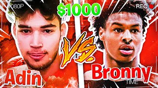 Bronny James goes Against Adin in $1000 Wager... It got HEATED!!! (NBA 2K20)