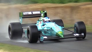 Adrian Newey drives Leyton House March F1 at Goodwood FOS! - 3.5 Litre Judd V8 Engine Sound!