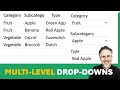 Multi-level Dependent Drop-Down Lists (Cascading) Based on Table with Dynamic Array Formulas
