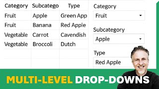 Multi-level Dependent Drop-Down Lists (Cascading) Based on Table with Dynamic Array Formulas