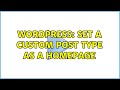 Wordpress: Set a Custom Post Type as a Homepage