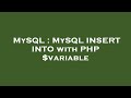 MySQL : MySQL INSERT INTO with PHP $variable