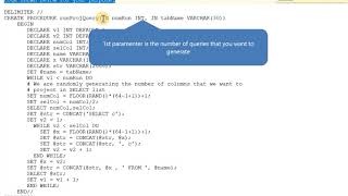 Creating random queries using store procedure in MySQL